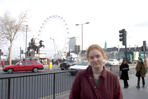 Heather in front of the London Eye.